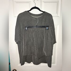 Women's XL Black Ribbed Short Set